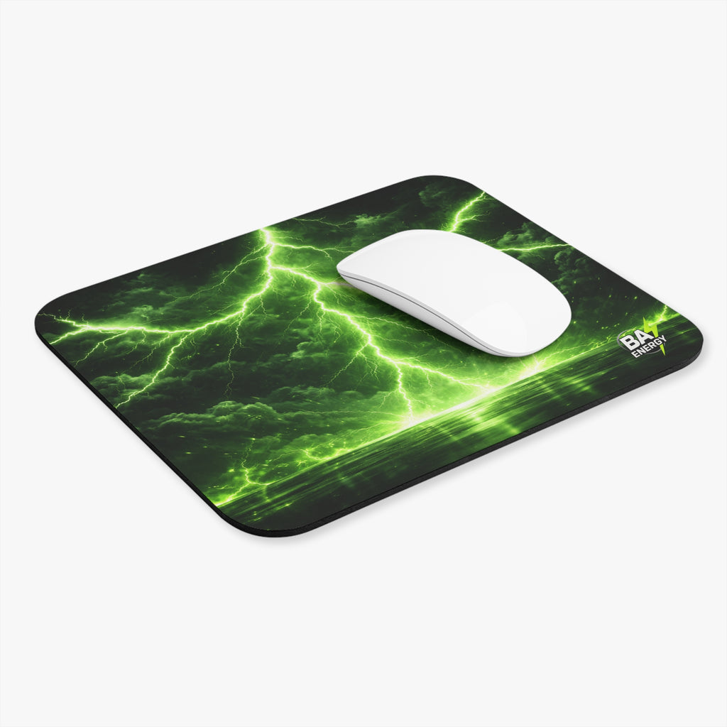 Green Lightning Mouse Pad — Gaming Desk Mat with Energy Storm Design