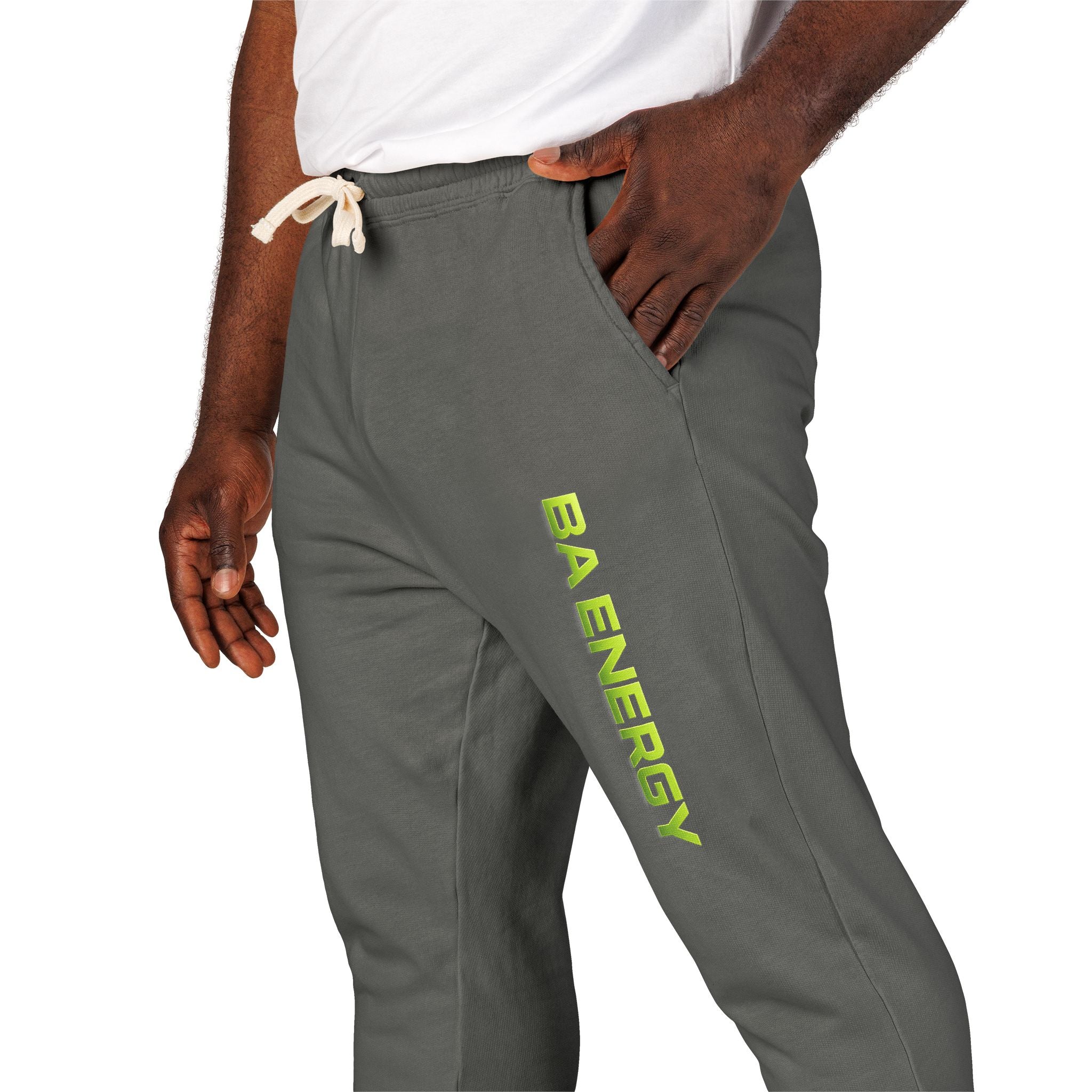 Fleece Sweatpants — 'BA ENERGY' Neon Vertical Logo