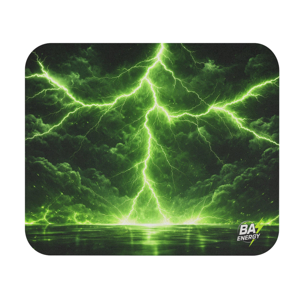 Green Lightning Mouse Pad — Gaming Desk Mat with Energy Storm Design