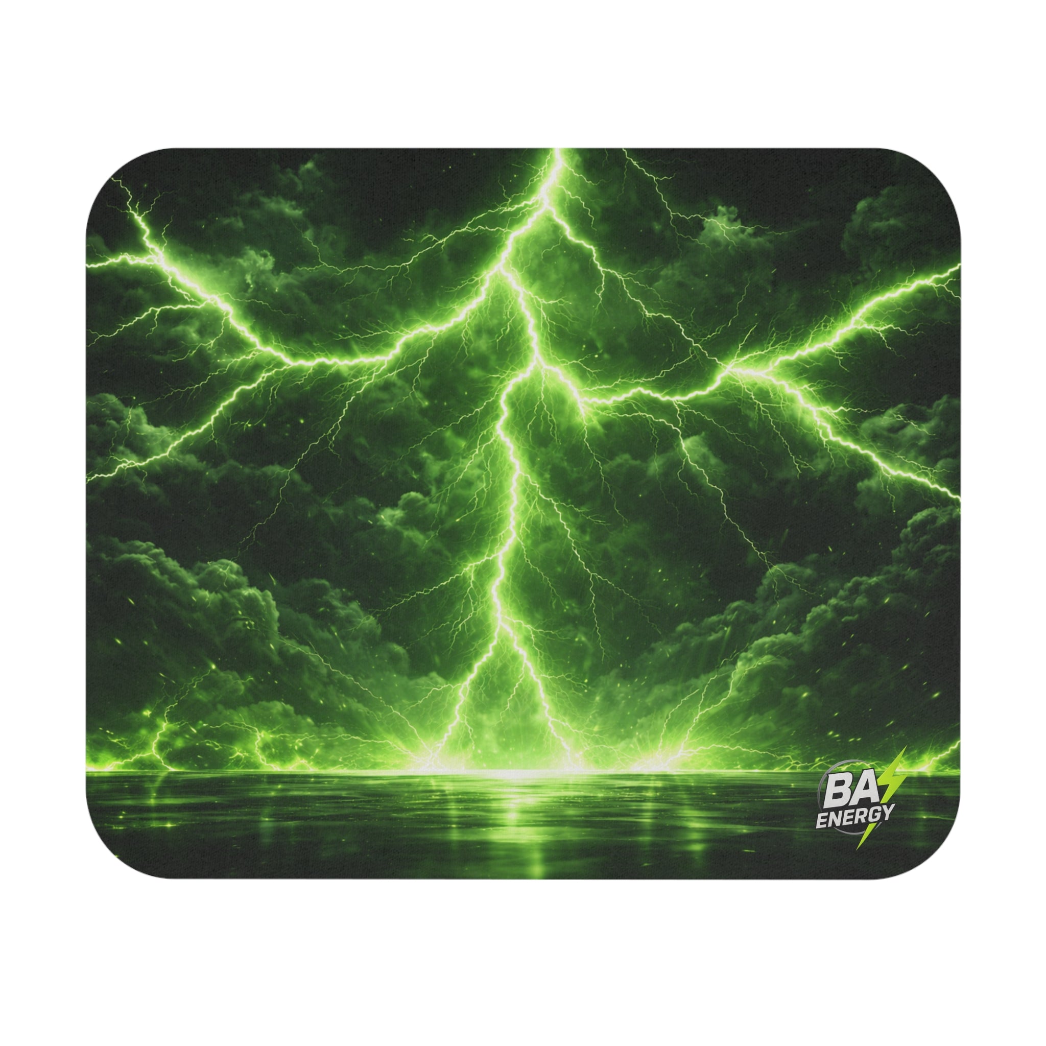 Green Lightning Mouse Pad — Gaming Desk Mat with Energy Storm Design