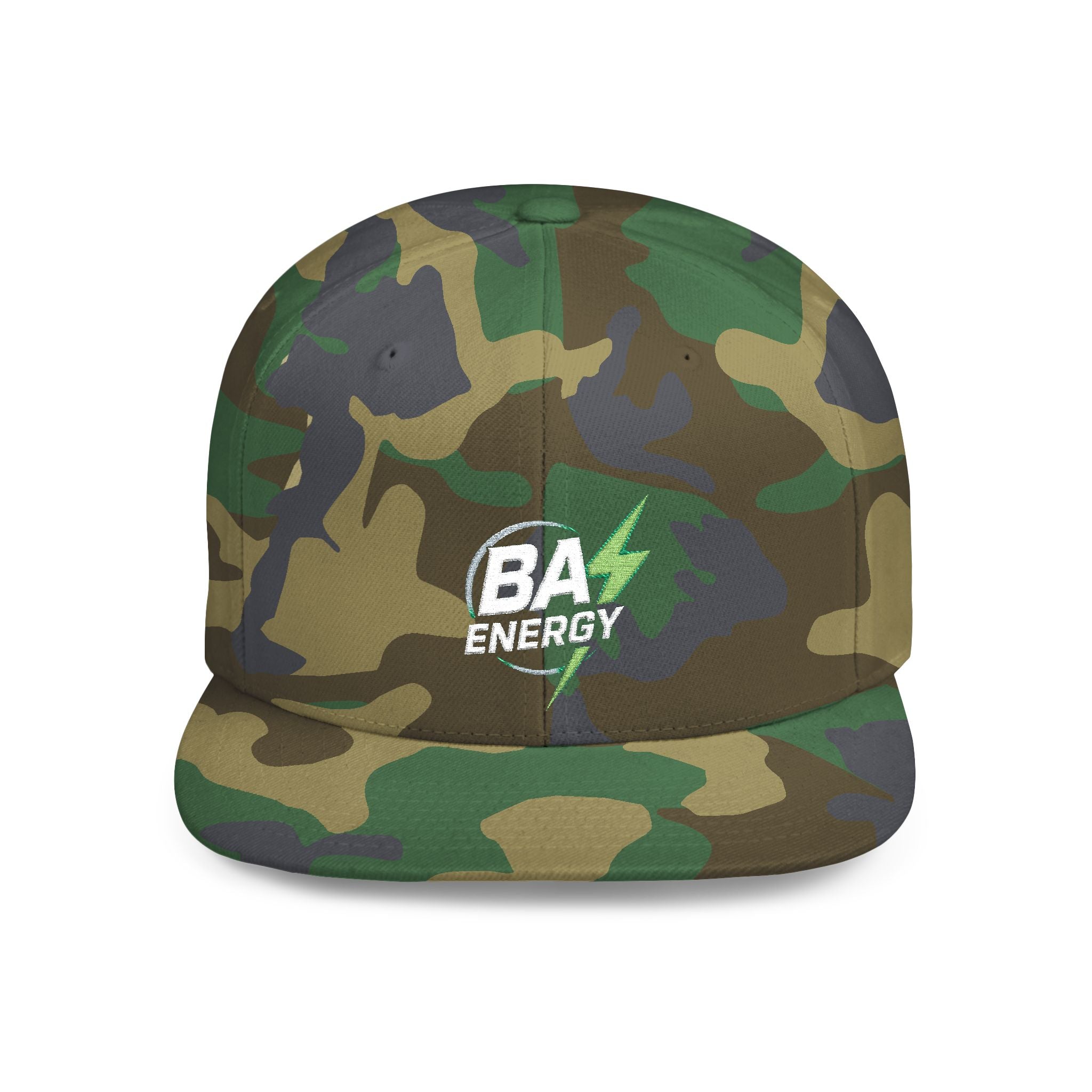 Flat Bill Snapback Hat — "BA Energy" Embroidered Logo